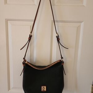 Black Dooney & Burke Pebble Leather Shoulder Hobo Bag